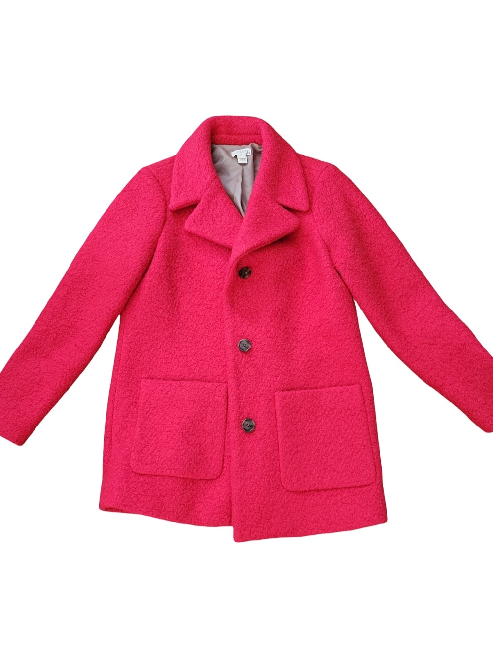 J. Crew Bright Coral Red Wool Pea Coat